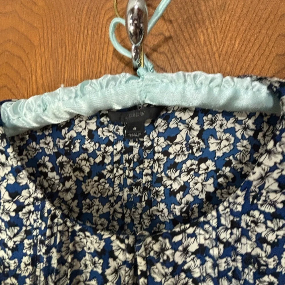 J. Crew Blue and White Floral Blouse